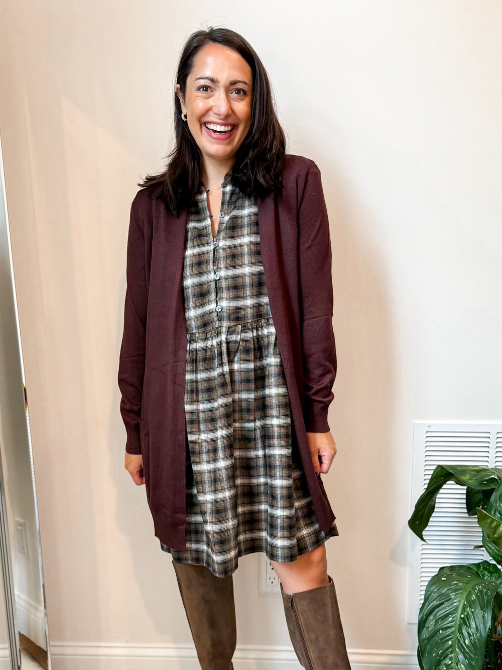 Grace Karin Burgundy Open-Front Knit Cardigan